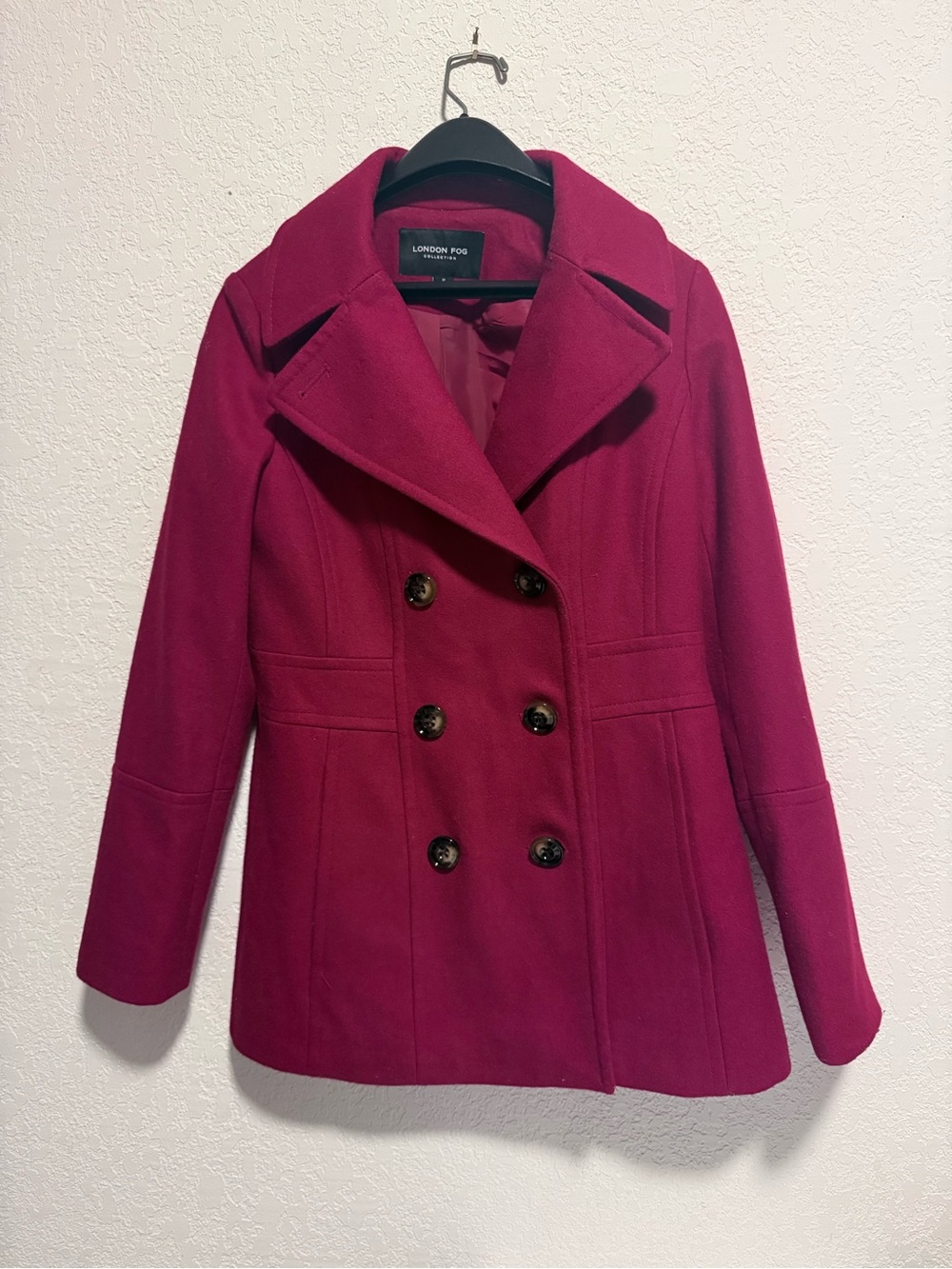 London Fog Women's Double-Breasted Red Peacoat Size Small